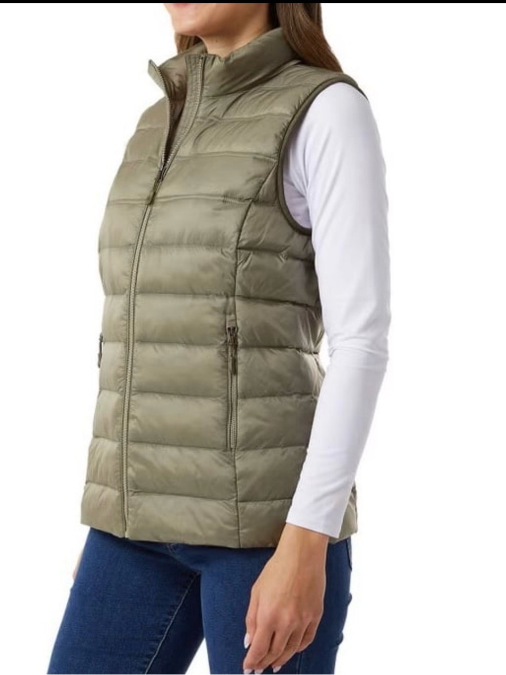 NWT 32 Degrees Womens Vest Olive Green Lightweight Stand Up Collar XXL Pockets